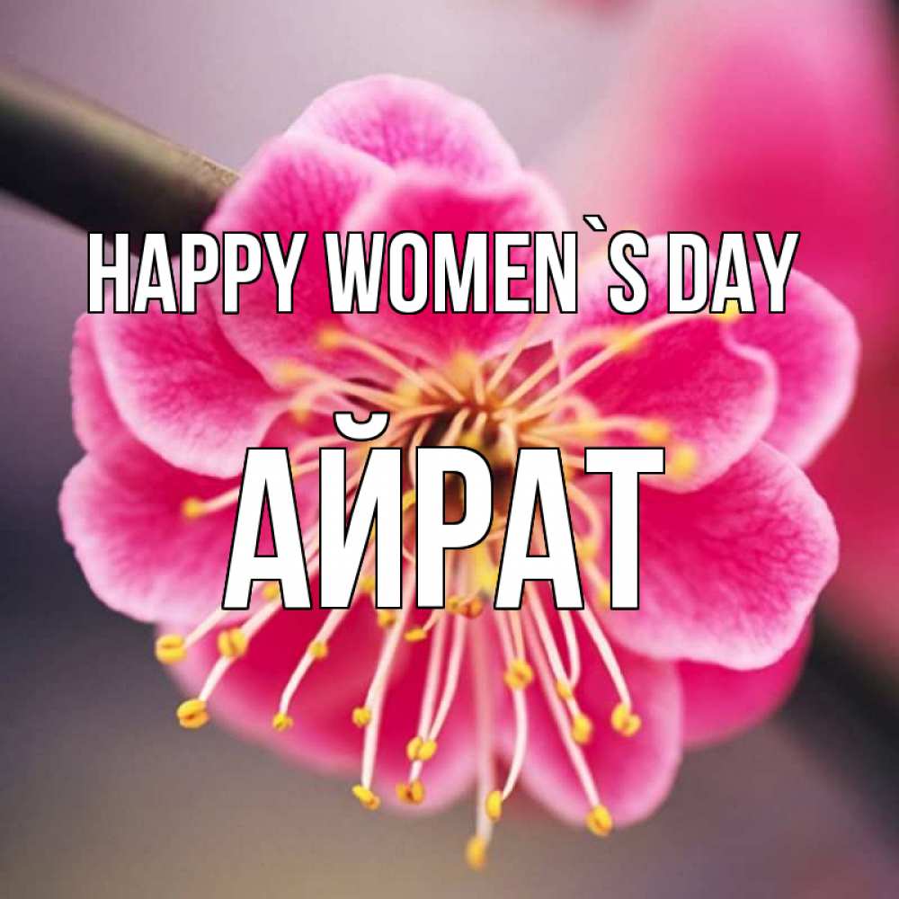 Greetings card с именем, Айрат happy women`s day цветы Greetings with text for free download 